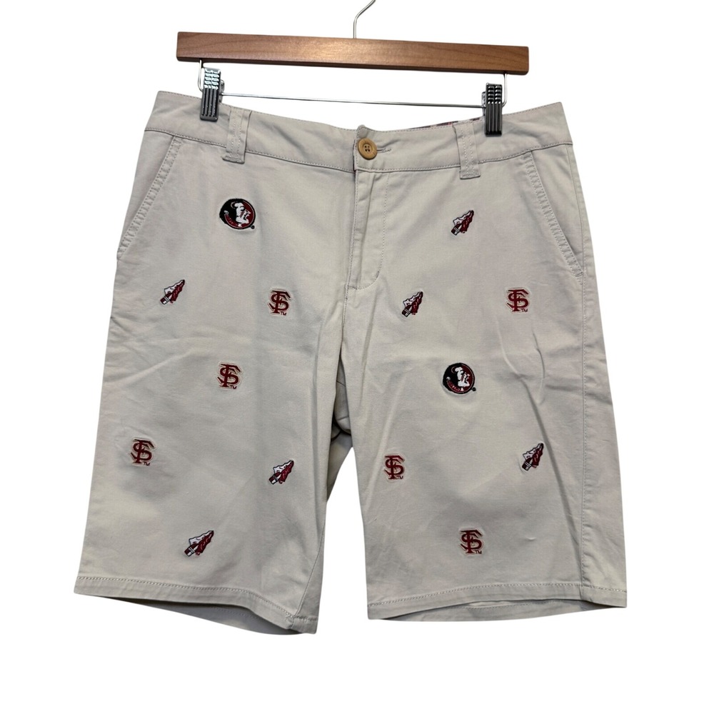 Vtg E5 College Classics Womens FSU Seminoles Shorts 10 Tan Embroidered Gameday